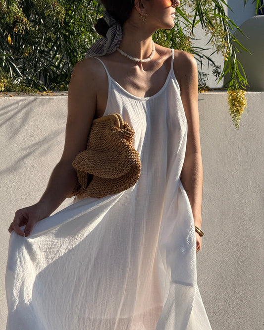 Elegant White Maxi Summer Dress – 100% Cotton - Cheeky Chic