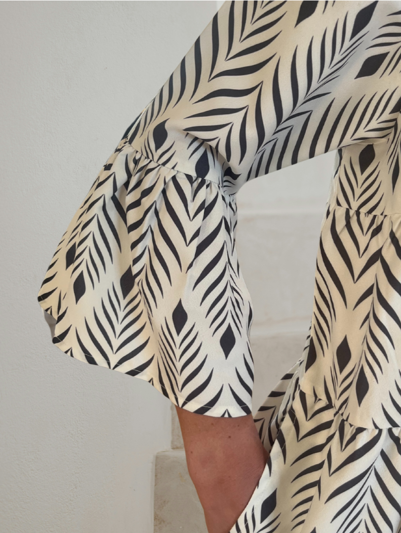 Black Printed Midi Dress