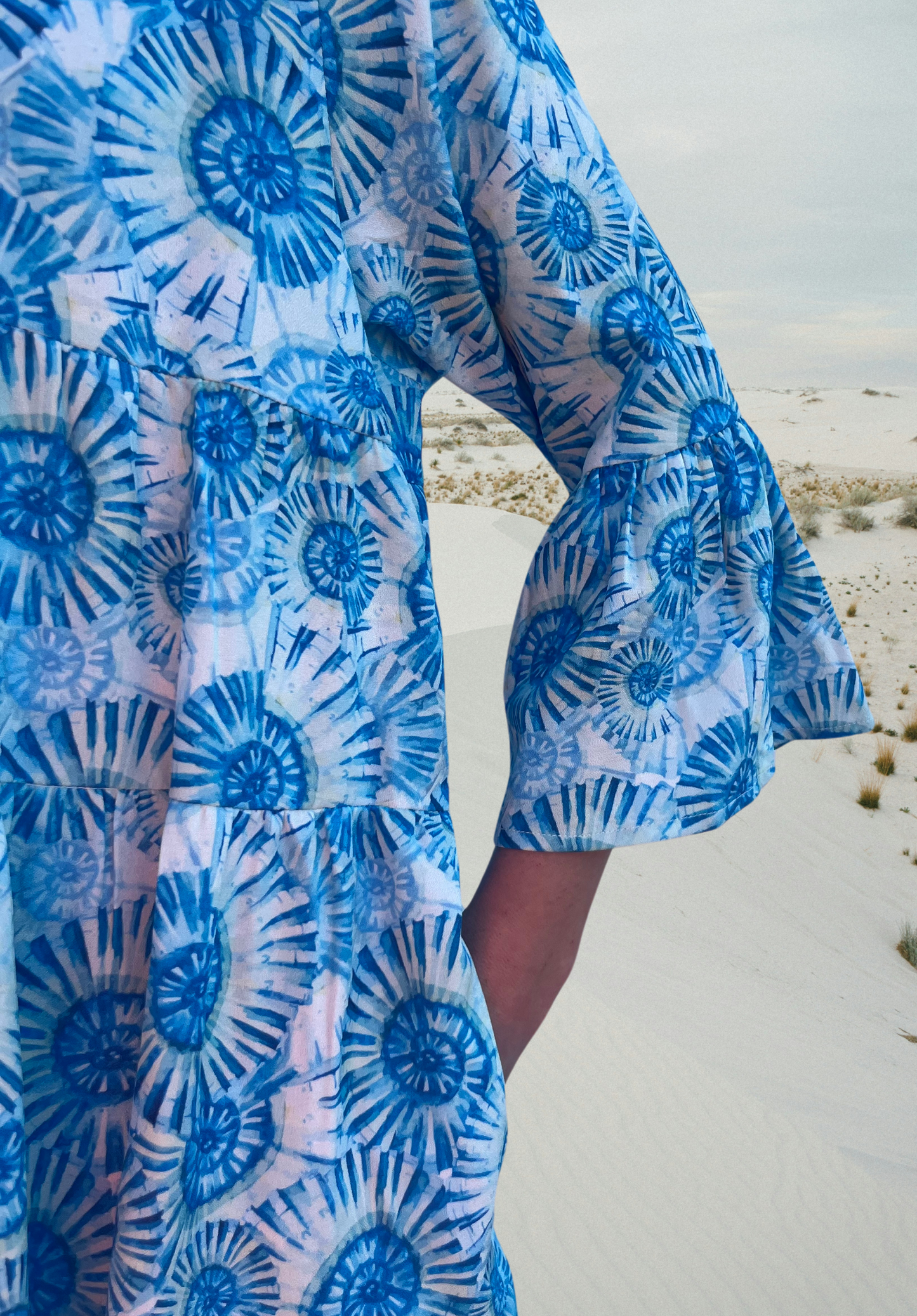 Blue Printed Midi Dress