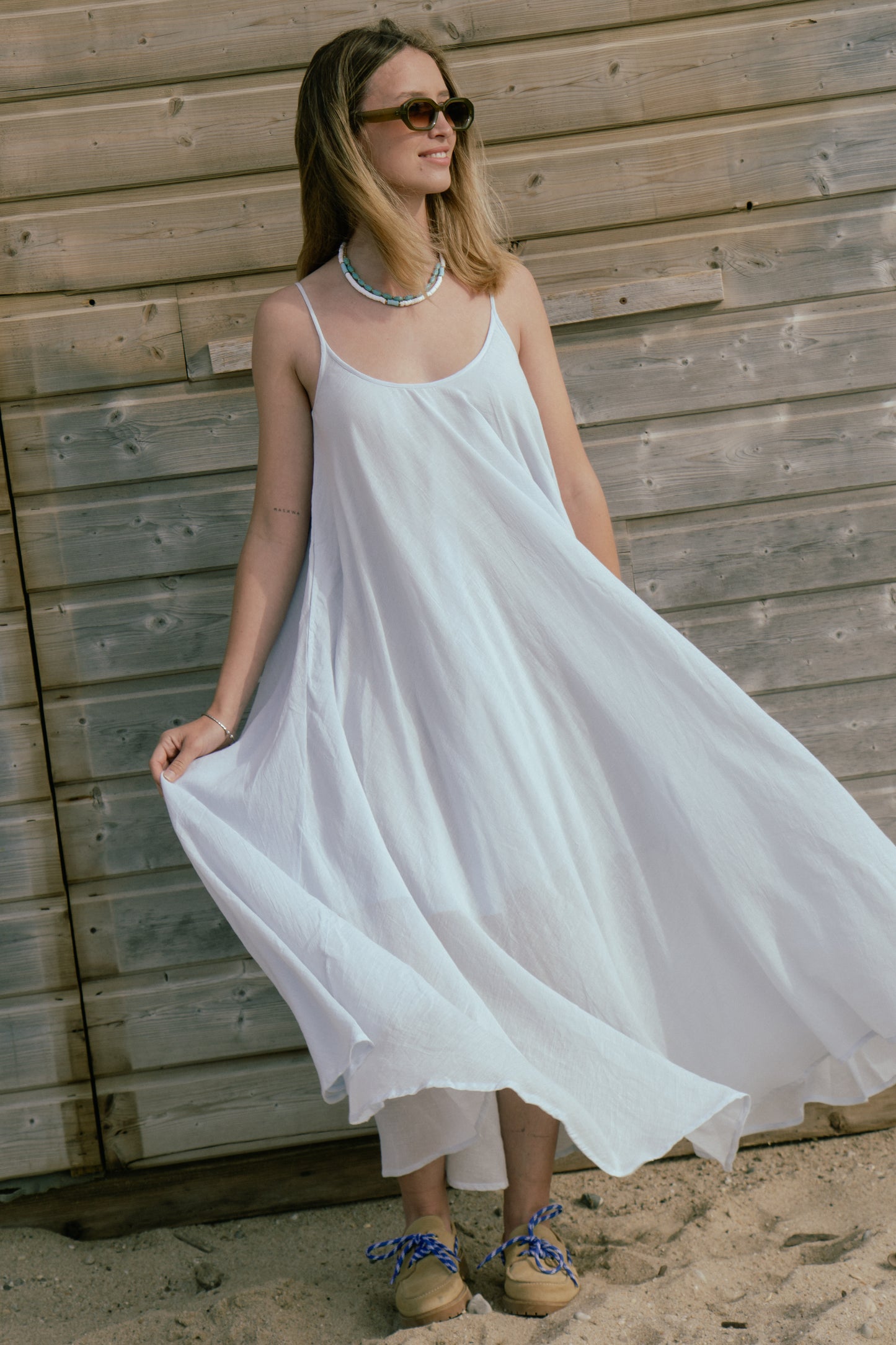 Elegant Baby Blue Maxi Summer Dress – 100% Cotton - Cheeky Chic