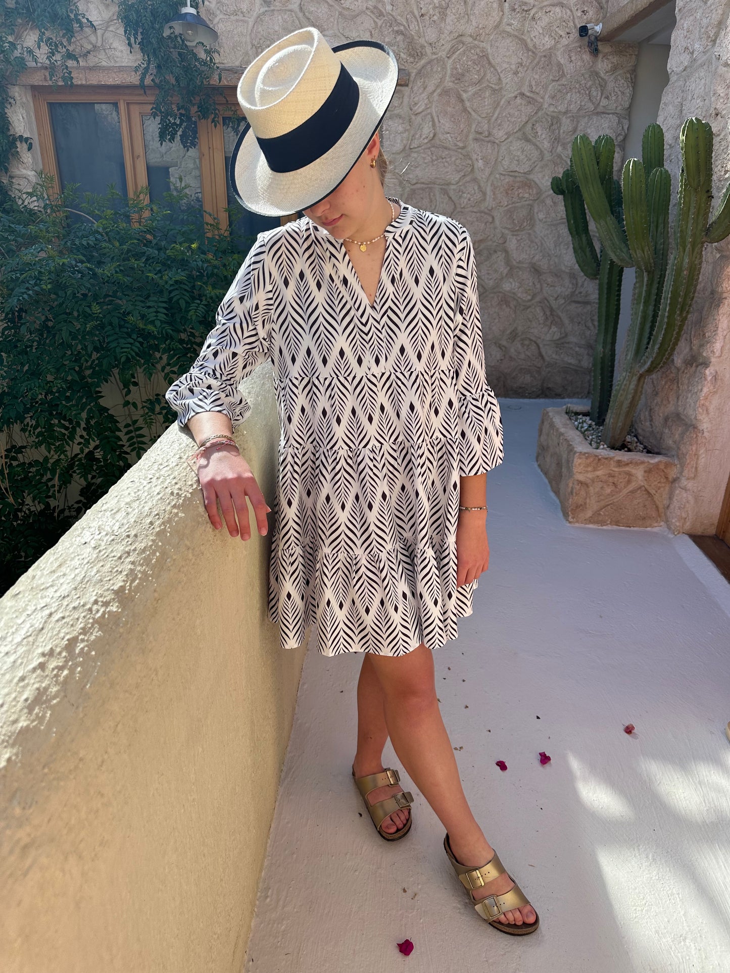 Black Printed Midi Dress