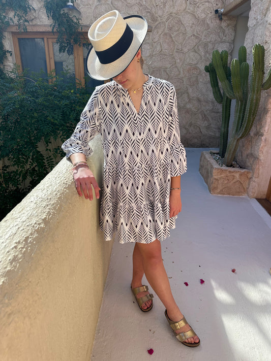 Black Printed Midi Dress