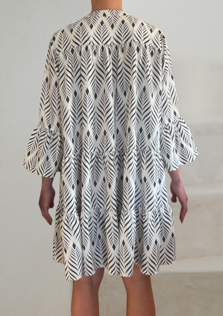 Black Printed Midi Dress