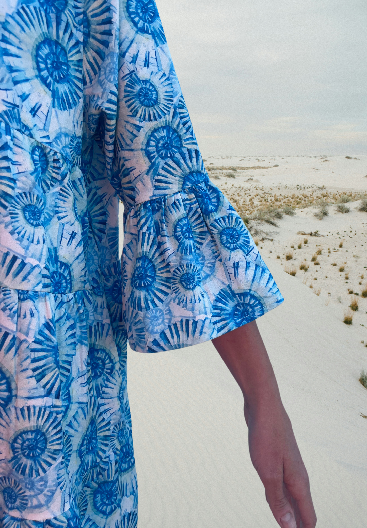 Blue Printed Midi Dress