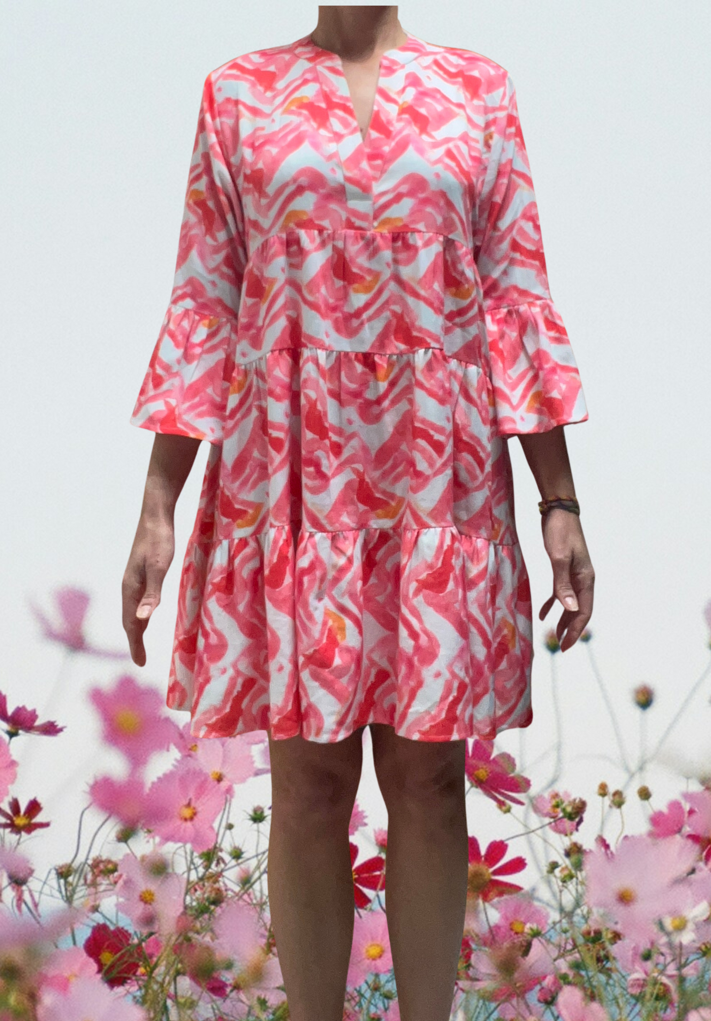 Pink Printed Midi Dress