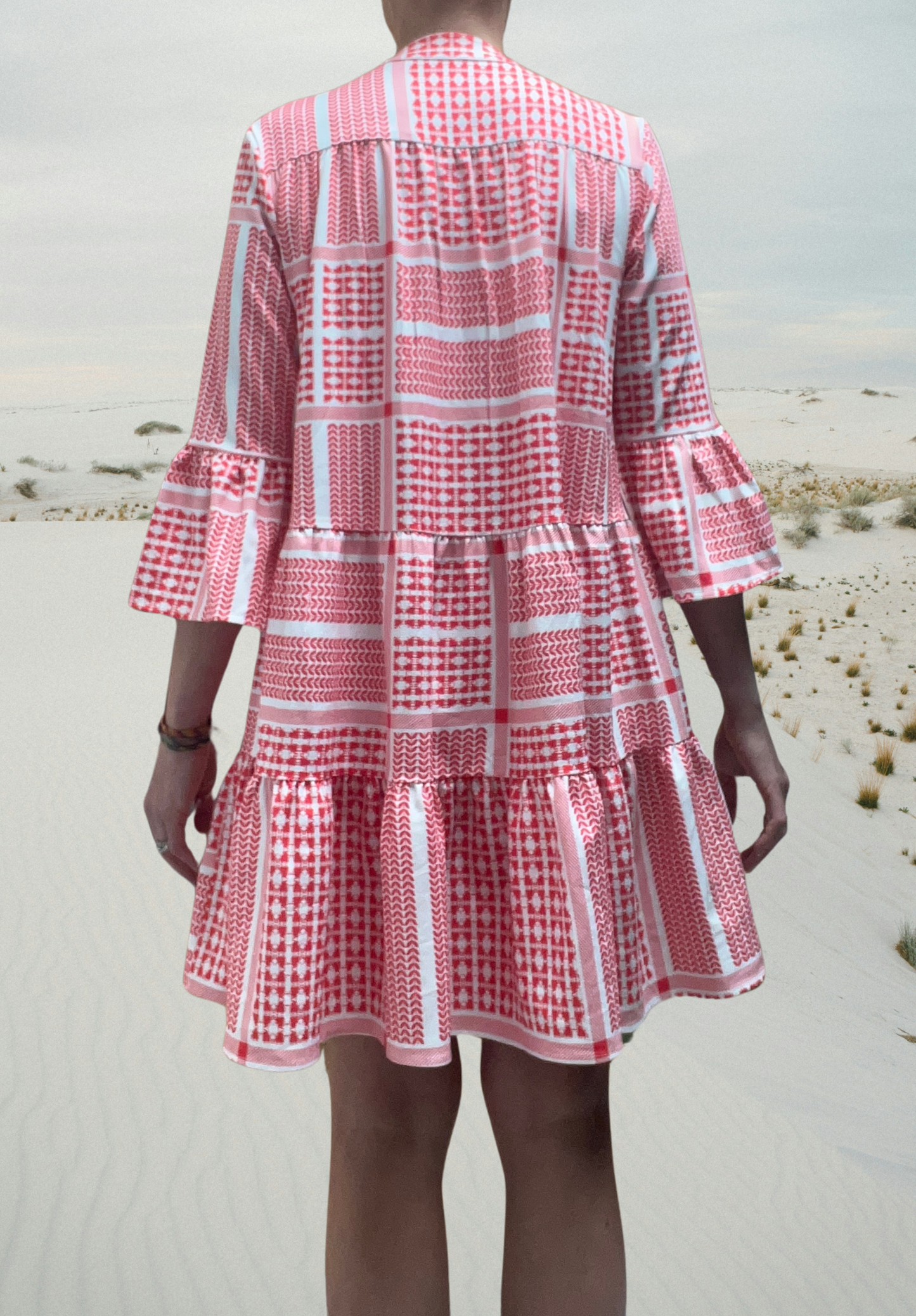 Red Printed Midi Dress