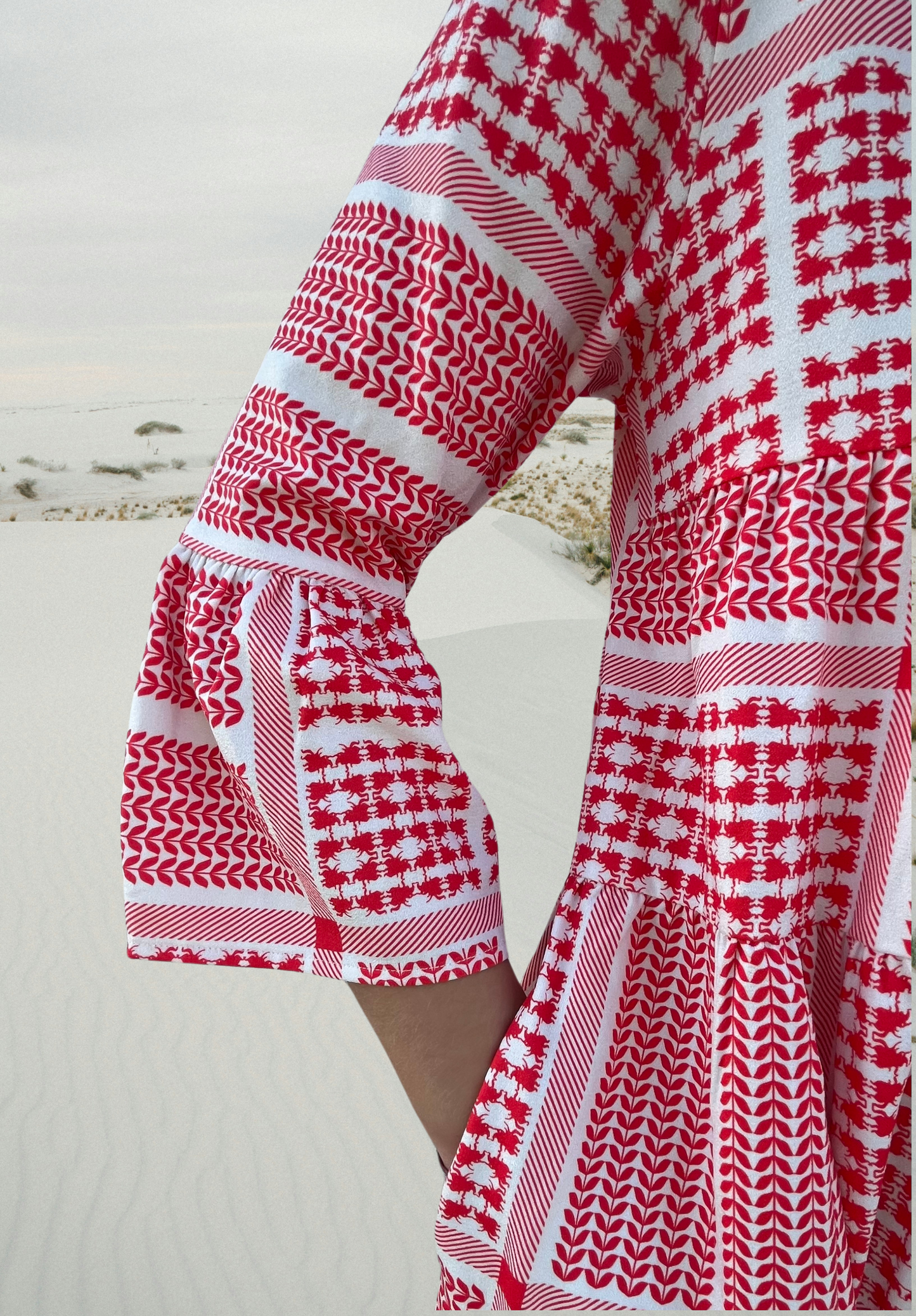 Red Printed Midi Dress